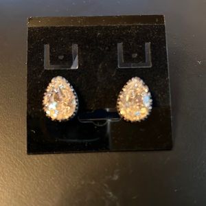 Large Pear Shaped Crystal Post Earrings